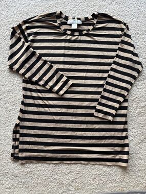 Vintage 90s Black Tan Slinky Top by The Limited Made in USA NYC Minimalist